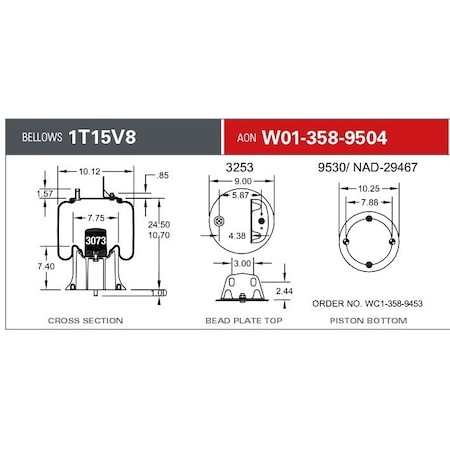 Firestone Air Spring, Suspension, 1T-Reversible Sleeve W013589504